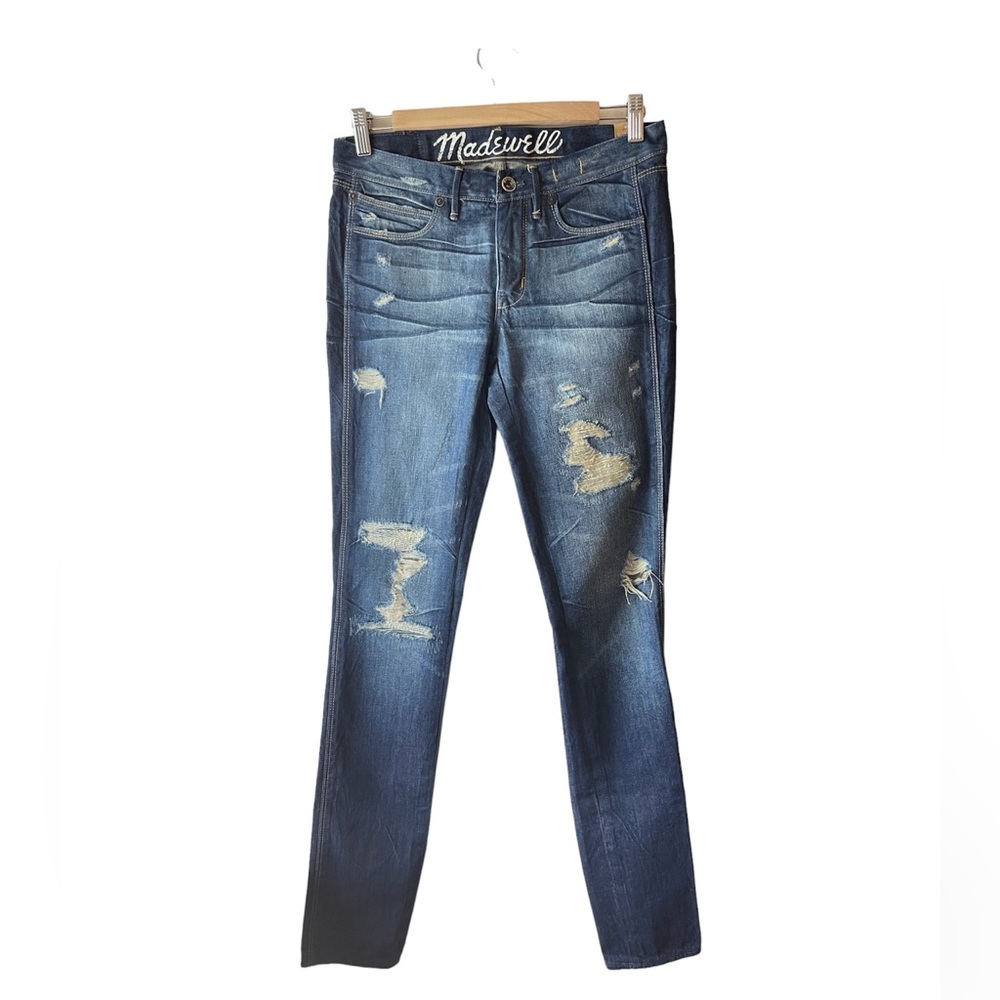 NWOT Madewell Skinny Low Jeans Womens W26 x L34 Distressed 100% Cotton
